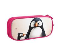 shgwehh Astuccio con stampa "I Love Penguins", grande astuccio portapenne carino astuccio per ufficio scuola cancelleria organizer per ragazze e ragazzi, nero, rosa, Taglia unica, Organizer per borse