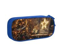 shgwehh Astuccio grande con stampa con scritta "Merry Christmas and Happy New Year", grazioso astuccio per matite per ufficio e scuola, organizer per cancelleria per ragazze e ragazzi, blu, Blu,