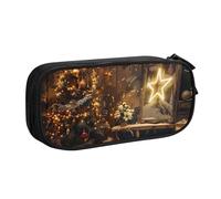 shgwehh Astuccio grande con stampa con scritta "Merry Christmas and Happy New Year", grazioso astuccio per matite per ufficio e scuola, organizer per cancelleria per ragazze e ragazzi, blu, Nero ,