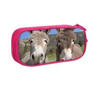 shgwehh Astuccio grande con stampa di asini divertenti, astuccio portapenne carino astuccio per ufficio scuola cancelleria organizer per ragazze e ragazzi, rosa, rosa, Taglia unica, Organizer per