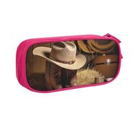 shgwehh Astuccio grande con stampa di cappello da cowboy e stivale western, astuccio per penne carino, astuccio per cancelleria per ufficio e scuola, organizer per ragazze e ragazzi, blu, rosa, Taglia
