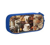shgwehh Astuccio grande con stampa di collage di caffè, astuccio per penne carino astuccio per ufficio scuola cancelleria organizer per ragazze ragazzi, blu, Blu, Taglia unica, Organizer per borse