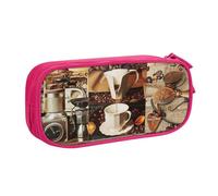 shgwehh Astuccio grande con stampa di collage di caffè, astuccio per penne carino astuccio per ufficio scuola cancelleria organizer per ragazze ragazzi, blu, rosa, Taglia unica, Organizer per borse