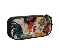 shgwehh Astuccio grande con stampa di gallo e pollo, astuccio per penne carino, astuccio per cancelleria per ufficio e scuola, organizer per ragazze e ragazzi, rosa, Nero , Taglia unica, Organizer per