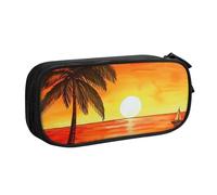 shgwehh Astuccio grande con stampa di palme al tramonto, astuccio per penne carino, astuccio per cancelleria per ufficio e scuola, organizer per ragazze e ragazzi, rosa, Nero , Taglia unica, Organizer