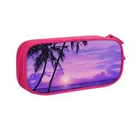 shgwehh Astuccio grande con stampa di palme viola tramonto astuccio portapenne carino astuccio per ufficio scuola cancelleria organizer per ragazze ragazzi, blu, rosa, Taglia unica, Organizer per