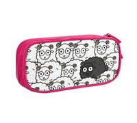 shgwehh Astuccio grande per ragazzi e ragazze, astuccio con pecore bianche e nere, con grandi scomparti, per scuola, ufficio e viaggi, rosa, rosa, Taglia unica, Organizer per borse