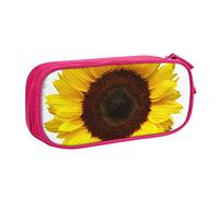 shgwehh Astuccio grande per ragazzi e ragazze, astuccio con sfondo girasole con grandi scomparti per scuola, cancelleria ufficio e viaggi, nero, rosa, Taglia unica, Organizer per borse