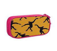 shgwehh Astuccio grande per ragazzi e ragazze, astuccio nero con scimmia Gibbon con grandi scomparti per scuola, cancelleria ufficio e viaggi, rosa, rosa, Taglia unica, Organizer per borse