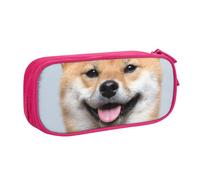 shgwehh Astuccio grande per ragazzi e ragazze, astuccio Shiba Inu sorridente con grandi scomparti per scuola, cancelleria ufficio e viaggi, blu, rosa, Taglia unica, Organizer per borse