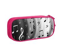shgwehh Astuccio grande per ragazzi e ragazze, con stampa di note musicali, con grandi scomparti, per scuola, ufficio e viaggi, nero, rosa, Taglia unica, Organizer per borse