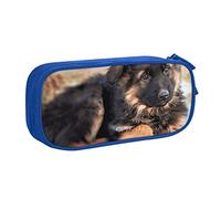 shgwehh Astuccio grande per ragazzi e ragazze, grazioso astuccio con cucciolo di pastore tedesco, con grandi scomparti, per scuola, ufficio e viaggi, blu, Blu, Taglia unica, Organizer per borse