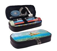 shgwehh Astuccio in pelle di grande capacità, grazioso astuccio per bottiglie di vino, trousse per trucchi per donne e uomini, Tartaruga Marina Isola, Taglia unica, Organizer per borse