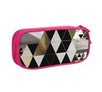 shgwehh Astuccio per matite alla moda moderno nero bianco oro triangoli stampati grande astuccio portapenne carino astuccio per ufficio scuola cancelleria organizer per ragazze ragazzi, nero, rosa,