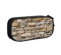 shgwehh Astuccio per matite con stampa a muro di mattoni rustico, grande, astuccio carino per matite e cancelleria per ufficio e scuola, organizer per ragazze e ragazzi, blu, Nero , Taglia unica,