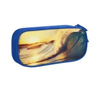 shgwehh Astuccio per matite con stampa di paesaggio marino con tramonto e mare, grande, grazioso astuccio per matite per ufficio e scuola, organizer per cancelleria per ragazze e ragazzi, rosa, Blu,