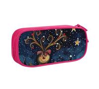 shgwehh Astuccio per matite con stampa natalizia stellata, grande, carino, per ufficio, scuola, cancelleria, organizer per ragazze e ragazzi, blu, rosa, Taglia unica, Organizer per borse