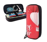shgwehh Astuccio per matite con stampa quiz matematica, grande capacità, astuccio per matite, semplice organizer per cancelleria per ufficio e viaggio, Palloncino romantico cuore, Taglia unica,