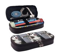 shgwehh Astuccio per matite, grande capacità, in pelle, grazioso, colorato, a forma di sirena, per donne e uomini, Cane Husky Carino, Taglia unica, Organizer per borse