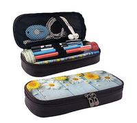 shgwehh Astuccio portamatite, astuccio in pelle di grande capacità, grazioso astuccio per trucchi con margherite primaverili, per donne e uomini, Primavera Margherita Fiori, Taglia unica, Organizer