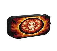 shgwehh Astuccio portapenne in alpaca con scomparti portapenne, multifunzionale, per trucchi, grande organizer per cancelleria, con cerniera, per ufficio e viaggio, Segno zodiacale del leone nel