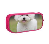 shgwehh Bichon - Astuccio grande con stampa di cane frisé, grazioso astuccio per matite, cancelleria per ufficio e scuola, organizer per ragazze e ragazzi, blu, rosa, Taglia unica, Organizer per borse