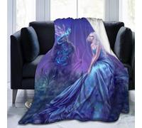 shgwehh Coperta in micropile super morbida e luminescente, motivo: fata e drago, adatta per divani per adulti e bambini, coperta da letto 127 cm x 40