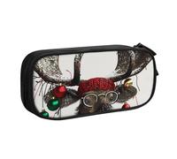 shgwehh Divertente astuccio con stampa di alce natalizia, grande astuccio portapenne carino per ufficio e scuola, organizer per cancelleria per ragazze e ragazzi, blu, Nero , Taglia unica, Organizer
