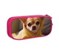 shgwehh Grazioso astuccio con stampa di chihuahua depresso, grande astuccio portapenne carino astuccio per ufficio scuola cancelleria organizer per ragazze e ragazzi, nero, rosa, Taglia unica,