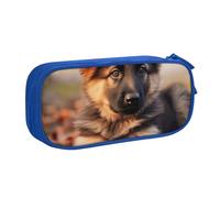 shgwehh Grazioso astuccio con stampa di cucciolo di pastore tedesco, grande astuccio portapenne carino astuccio per ufficio scuola cancelleria organizer per ragazze e ragazzi, nero, Blu, Taglia unica,