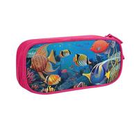 shgwehh The Underwater World - Astuccio grande con stampa di pesci tropicali, grazioso astuccio per matite e cancelleria per ufficio e scuola, per ragazze e ragazzi, blu, rosa, Taglia unica, Organizer