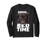 Shhh Bed Time, Labrador Retriever Divertente Cioccolato da Laboratorio Maglia a Manica