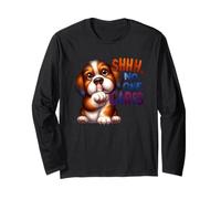 Shhh No One Cares Puppy grafica divertente Maglia a Manica