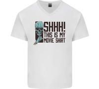 Shhh Questo È Il Mio Film T-Shirt Teschio Horror Uomo V-Neck In Cotone