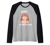 Shhh Sono in Letargo Sleepy Dormire Ibernazione Maglia con Maniche Raglan