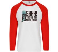 Shhh This Is il Mio Film T-Shirt Teschio Horror Uomo L/S Baseball T-Shirt