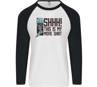 Shhh This Is il Mio Film T-Shirt Teschio Horror Uomo L/S Baseball T-Shirt