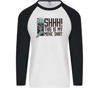Shhh This Is il Mio Film T-Shirt Teschio Horror Uomo L/S Baseball T-Shirt