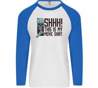 Shhh This Is il Mio Film T-Shirt Teschio Horror Uomo L/S Baseball T-Shirt