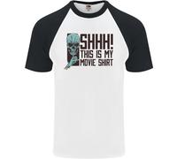 Shhh This Is il Mio Film T-Shirt Teschio Horror Uomo S/S Baseball T-Shirt