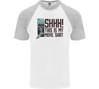 Shhh This Is il Mio Film T-Shirt Teschio Horror Uomo S/S Baseball T-Shirt