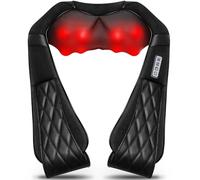 Shiatsu - Cuscino massaggiatore elettrico per collo e schiena, con calore, per spalle, schiena, piedi, gambe, sollievo dal dolore, per rilassarsi, in auto, ufficio e casa (nero)