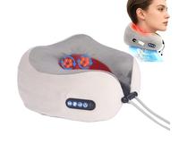 Shiatsu - Massaggiatore per collo e schiena, con calore, cuscino ergonomico in memory foam a forma di U, portatile, wireless, per casa, ufficio, auto, ottimo regalo per donne e uomini (grigio)