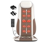 Shiatsu - Massaggiatore per la schiena con calore, cuscino per sedia da massaggio per alleviare lo stress, impastare in tessuto profondo e rullo, 2 motori di vibrazione, in pelle sintetica, adatto per