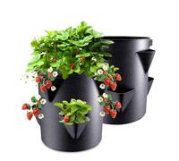 Shiawase 2 Pezzi Vasi per Fragole e Fioriere, Vasi per Piante con 8 Tasche Laterali, Portatili in Tessuto non Tessuto, Sacchetti per la Coltivazione Delle, per Piante da Giardino