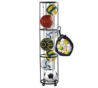 Shiawase 3 Livelli Rastrelliera per Palloni con Ruote, Portapalloni Verticale, Portapalloni Rimovibile Portapalloni Sportivo, Scaffale Stoccaggio Attrezzature Sportive, per Attrezzature Sportive
