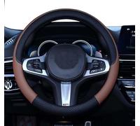 SHIAWASENA Coprivolante per auto, in pelle, universale, 38,1 cm, antiscivolo, inodore (nero e marrone)