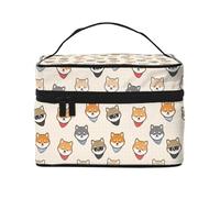 Shiba - Borsa per trucchi con testa e viso, graziosa borsa per cosmetici da donna, borsa da toilette, grande borsa organizer da viaggio per il trucco