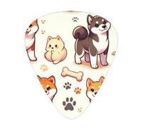 Shiba-Inu-Akita-Footprint - Confezione da 12 plettri per chitarra con 3 spessori e scatola portaoggetti, plettri in ABS per basso elettrico