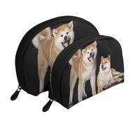 Shiba Inu Akita Inu, Borsa per trucco a conchiglia Portamonete da donna Borsa da toilette piccola Borsa per cosmetici 2 pezzi